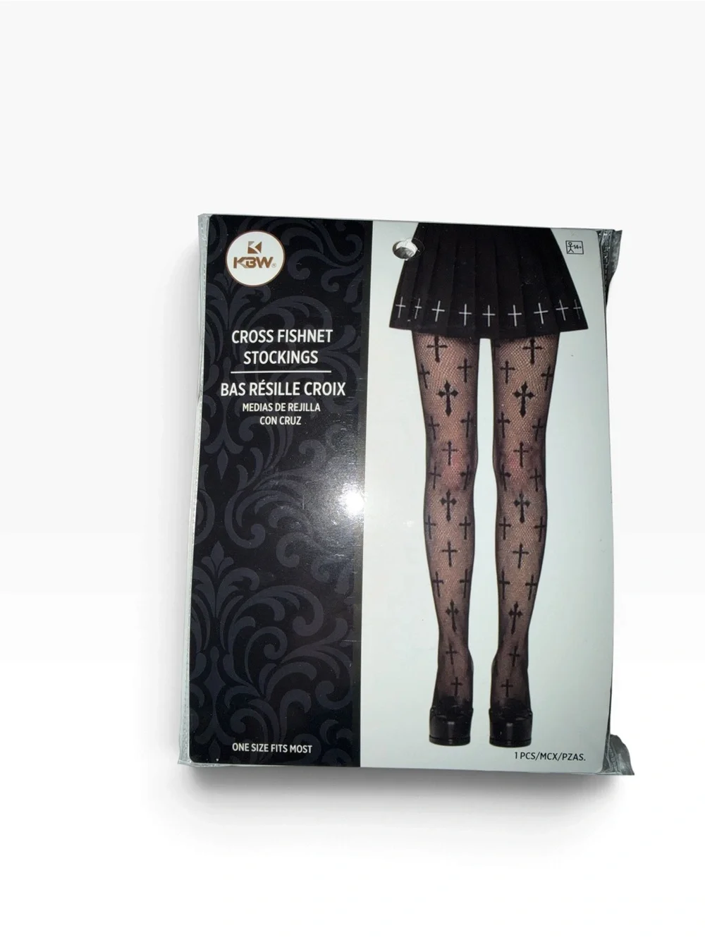 Black Cross Fishnet Tights for Women